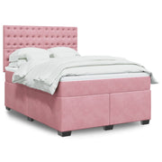 Boxspring met matras 140x190 cm fluweel roze