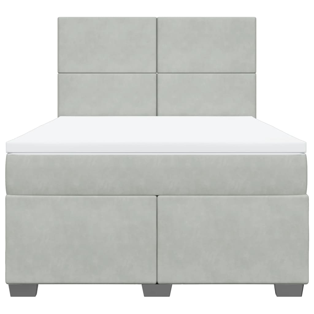 Boxspring met matras fluweel lichtgrijs 140x200 cm