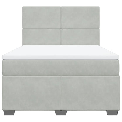 Boxspring met matras fluweel lichtgrijs 140x200 cm