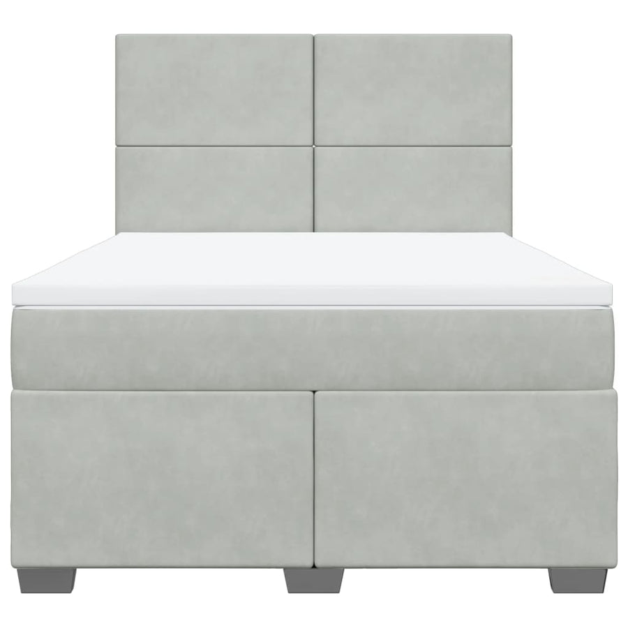 Boxspring met matras fluweel lichtgrijs 140x200 cm