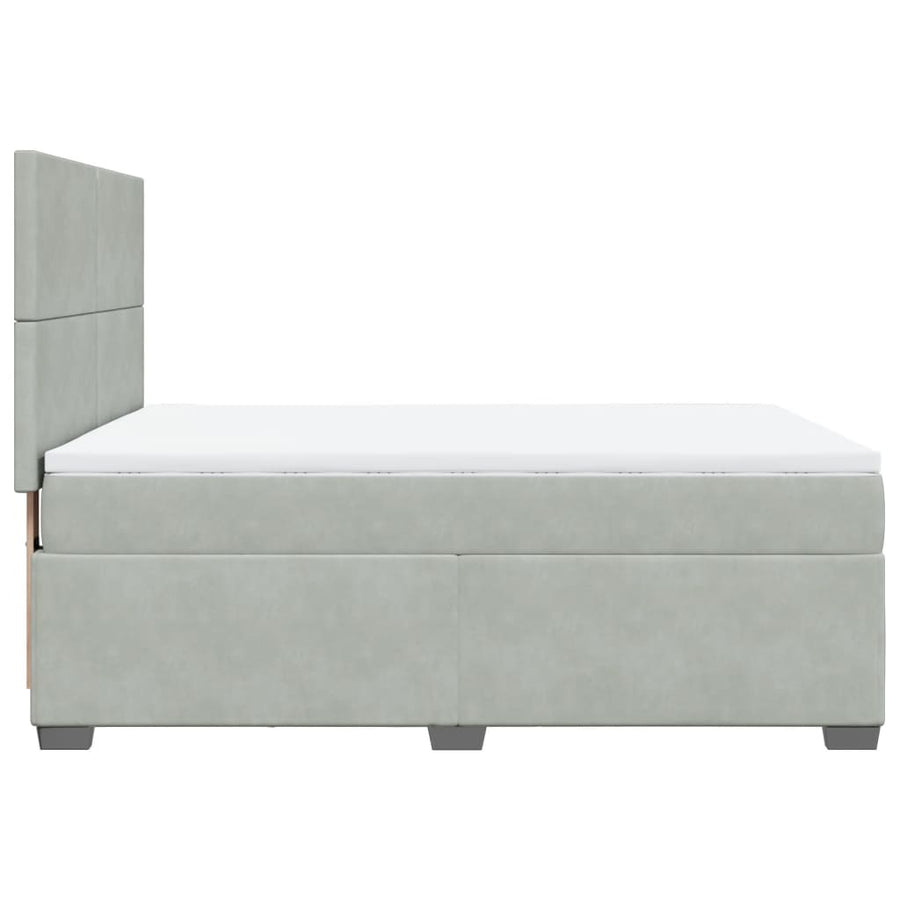 Boxspring met matras fluweel lichtgrijs 140x200 cm