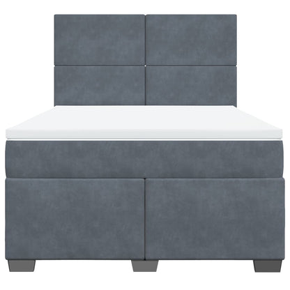 Boxspring met matras fluweel donkergrijs 140x200 cm