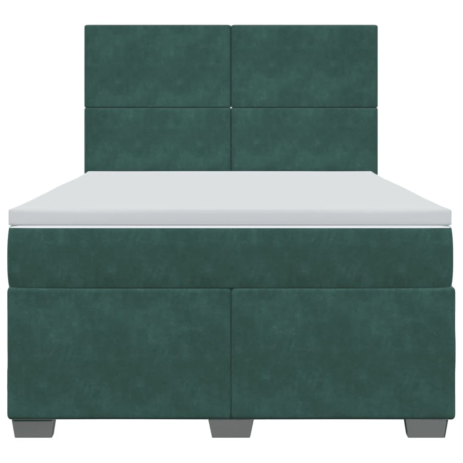 Boxspring met matras fluweel donkergroen 140x200 cm
