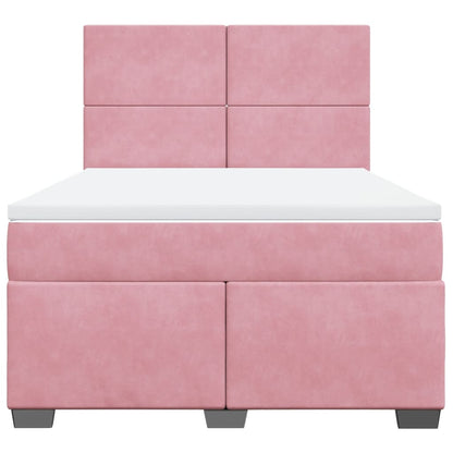 Boxspring met matras fluweel roze 140x200 cm