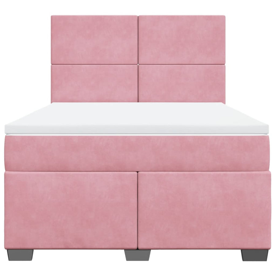 Boxspring met matras fluweel roze 140x200 cm