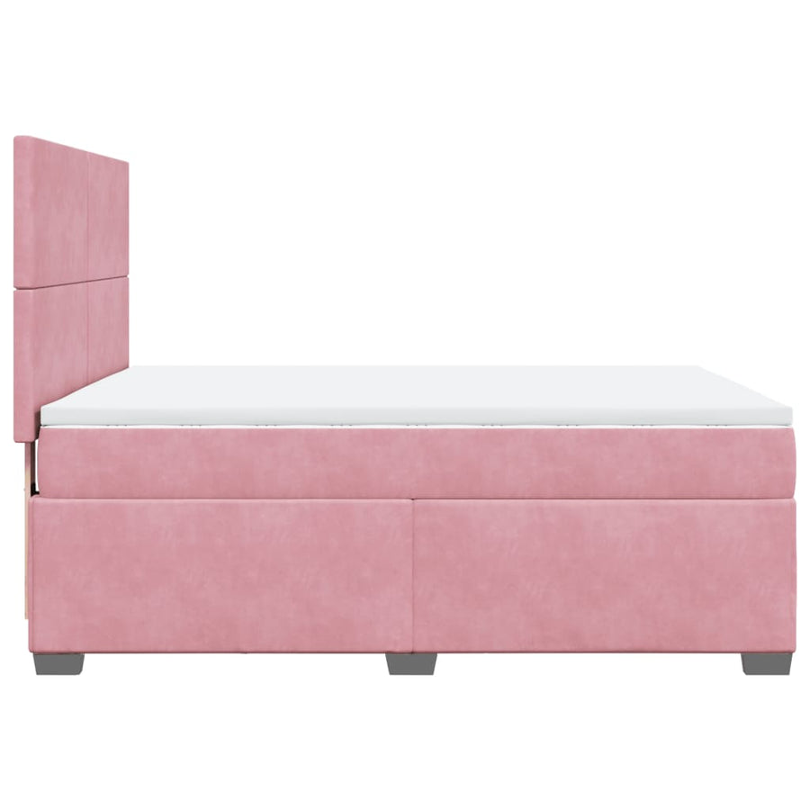 Boxspring met matras fluweel roze 140x200 cm