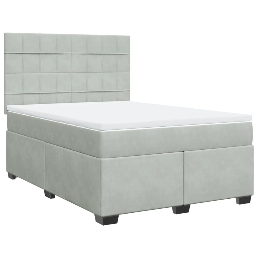 Boxspring met matras fluweel lichtgrijs 140x200 cm