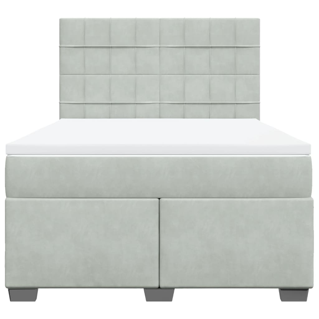 Boxspring met matras fluweel lichtgrijs 140x200 cm