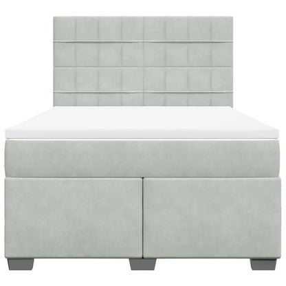Boxspring met matras fluweel lichtgrijs 140x200 cm