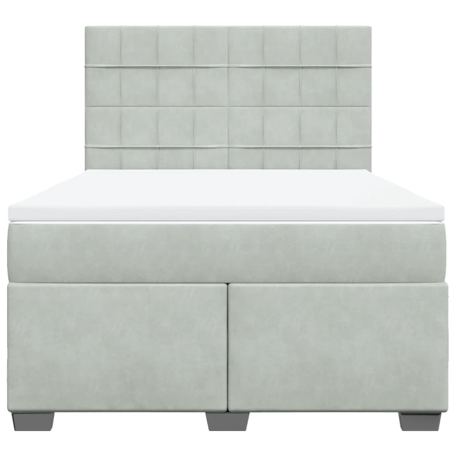 Boxspring met matras fluweel lichtgrijs 140x200 cm