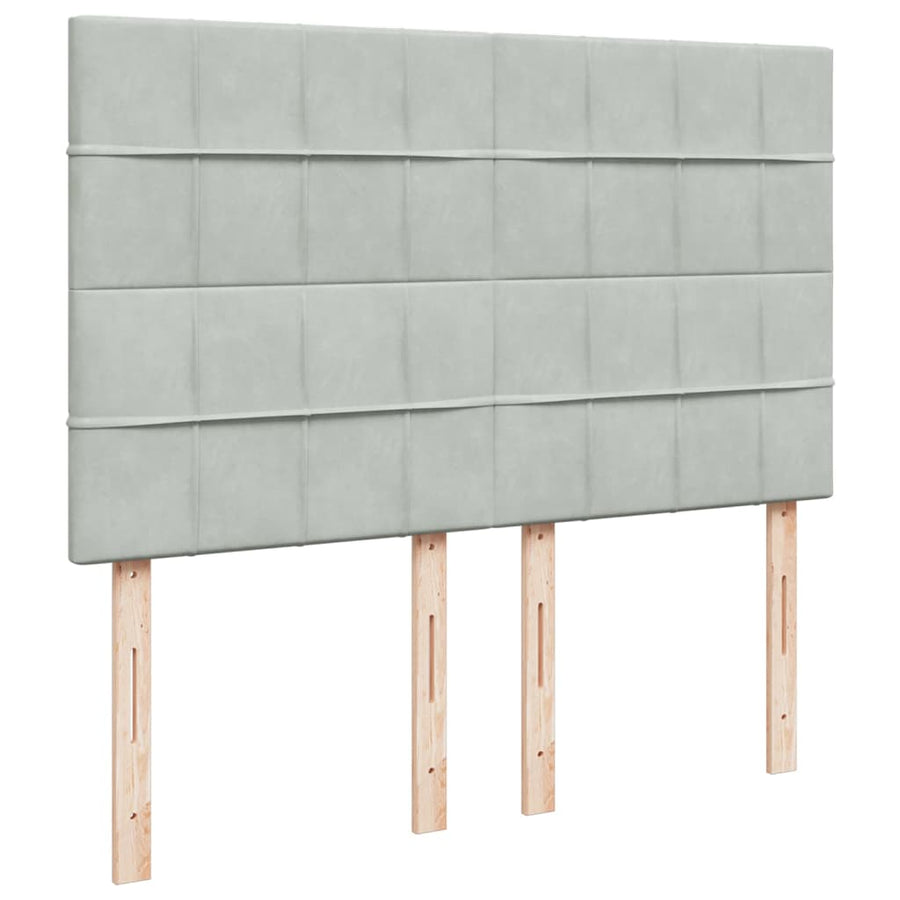 Boxspring met matras fluweel lichtgrijs 140x200 cm