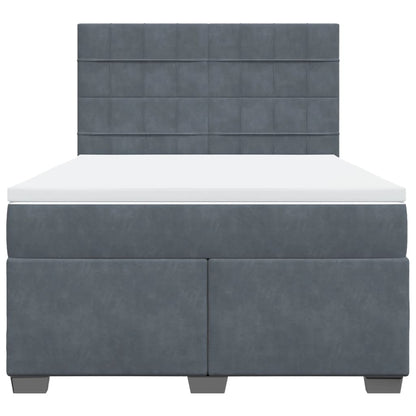 Boxspring met matras fluweel donkergrijs 140x200 cm