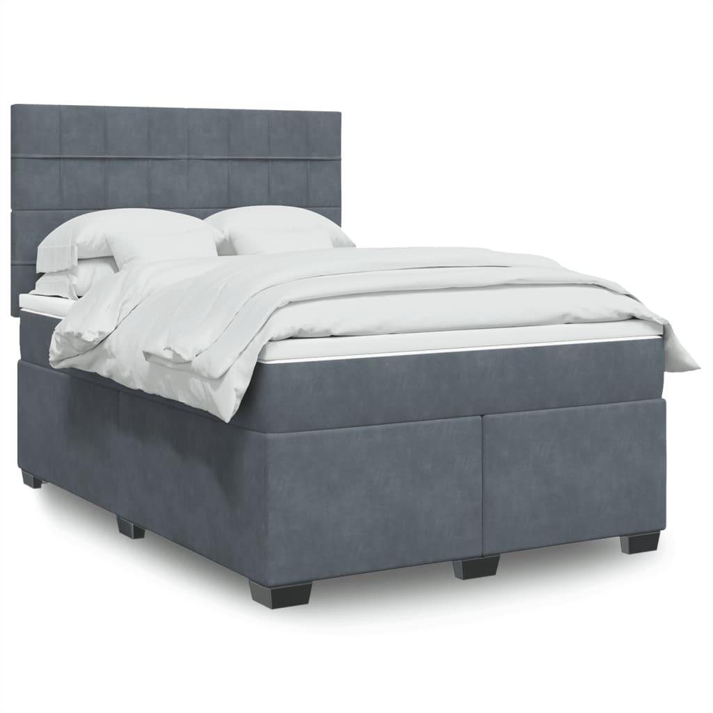 Boxspring met matras fluweel donkergrijs 140x200 cm