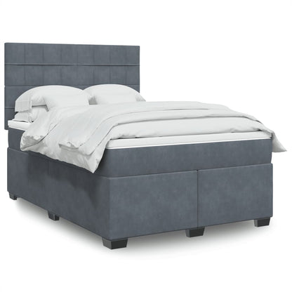 Boxspring met matras fluweel donkergrijs 140x200 cm