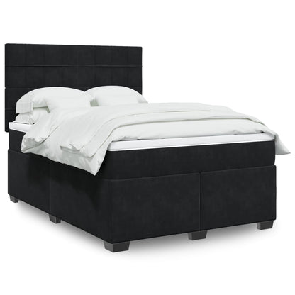 Boxspring met matras fluweel zwart 140x200 cm