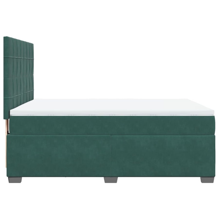 Boxspring met matras fluweel donkergroen 140x200 cm