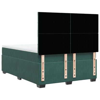 Boxspring met matras fluweel donkergroen 140x200 cm