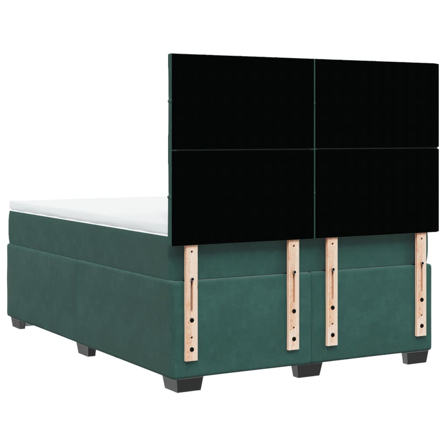 Boxspring met matras fluweel donkergroen 140x200 cm