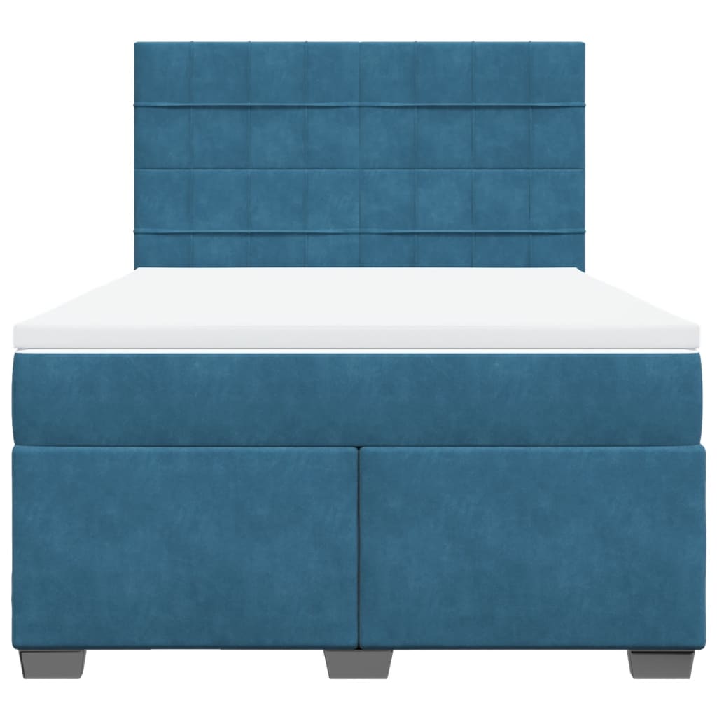 Boxspring met matras fluweel blauw 140x200 cm
