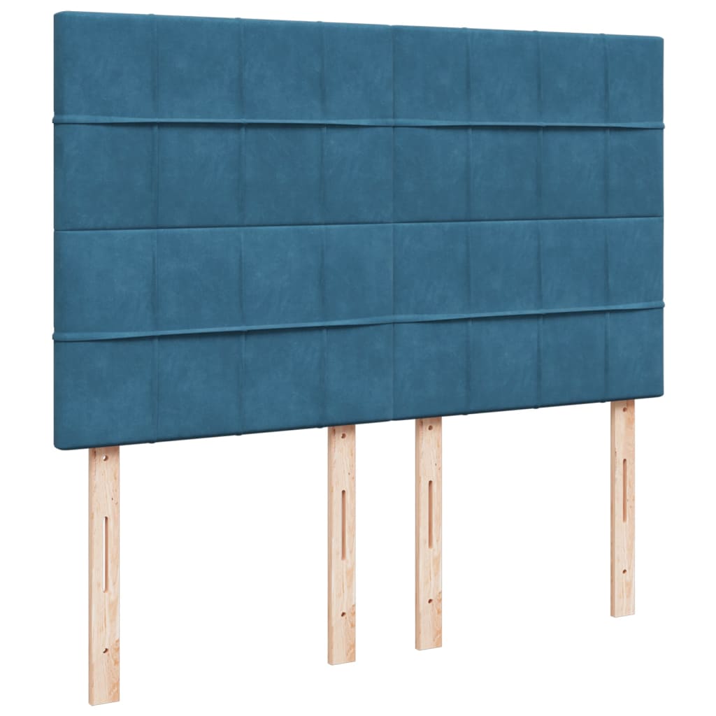 Boxspring met matras fluweel blauw 140x200 cm