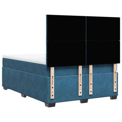 Boxspring met matras fluweel blauw 140x200 cm