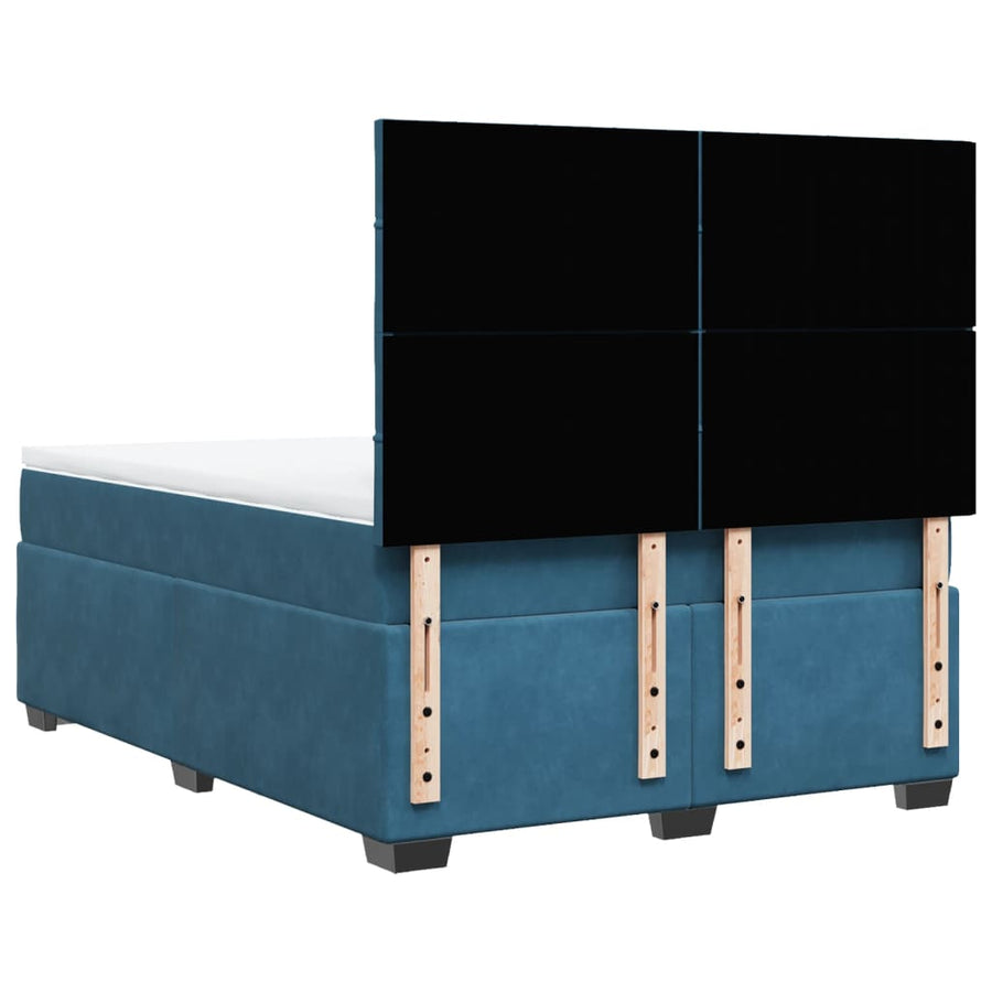 Boxspring met matras fluweel blauw 140x200 cm
