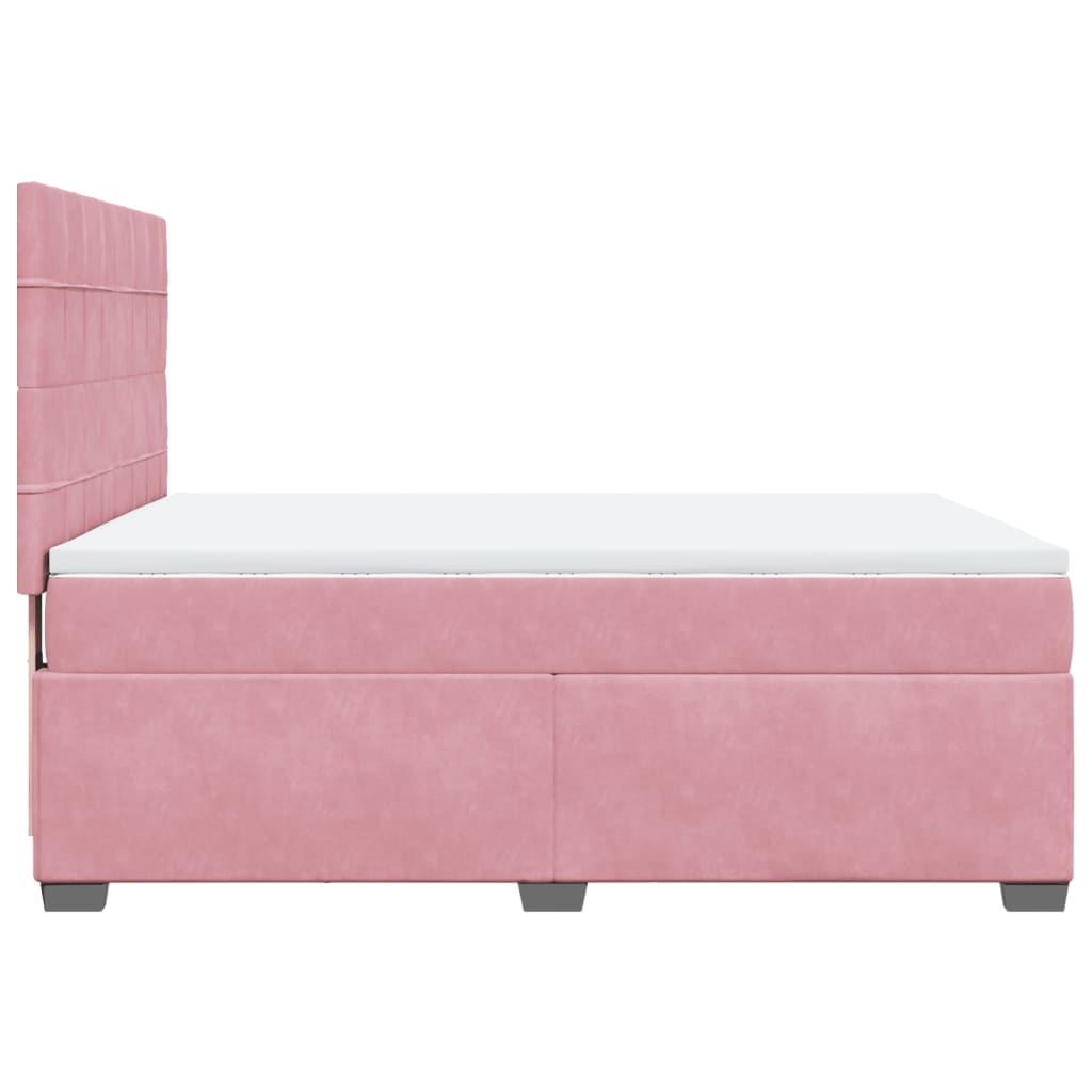 Boxspring met matras fluweel roze 140x200 cm