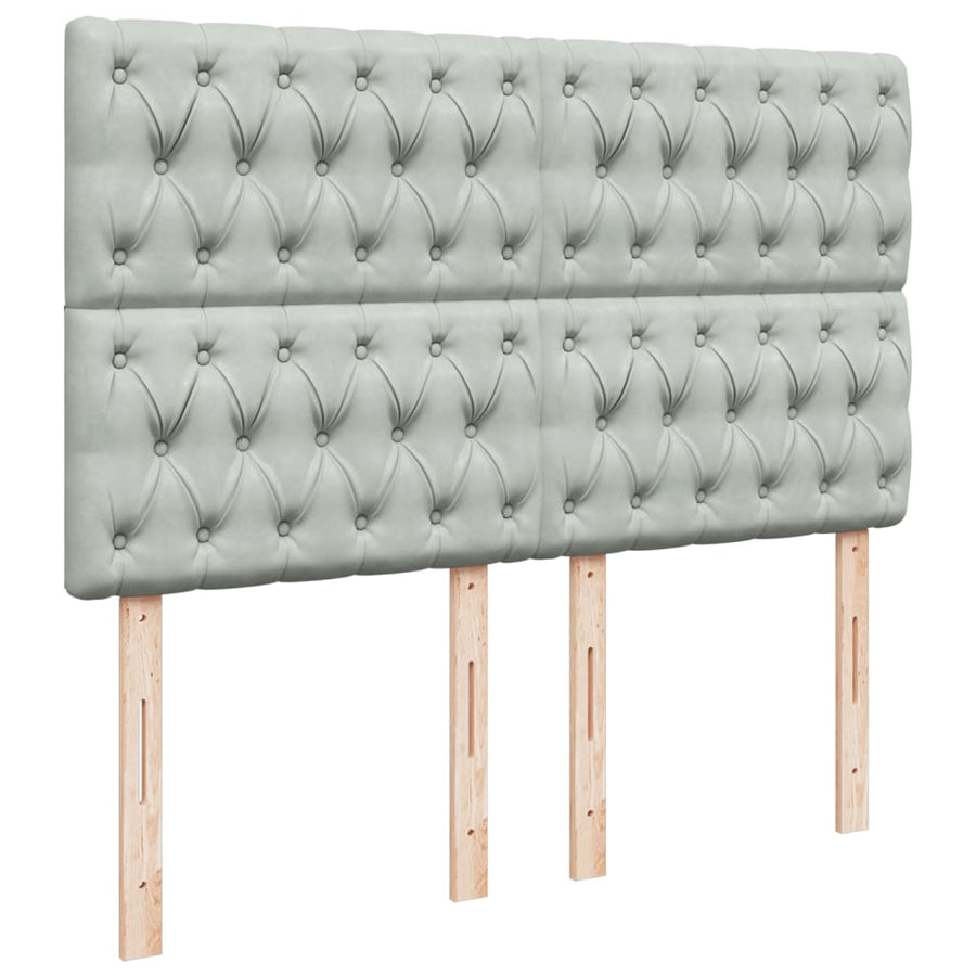 Boxspring met matras fluweel lichtgrijs 140x200 cm