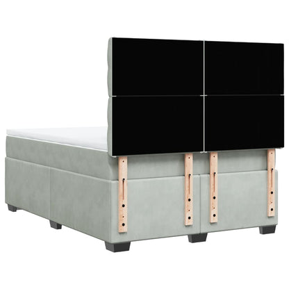 Boxspring met matras fluweel lichtgrijs 140x200 cm