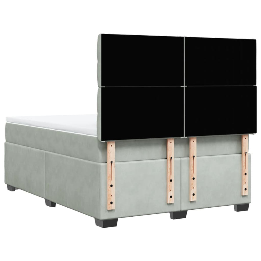 Boxspring met matras fluweel lichtgrijs 140x200 cm