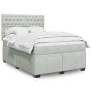 Box spring with velvet mattress light grey 140x200 cm