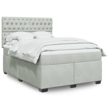 Boxspring met matras fluweel lichtgrijs 140x200 cm