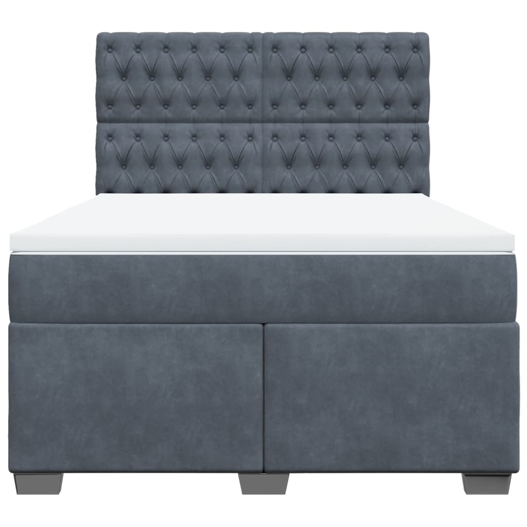 Boxspring met matras fluweel donkergrijs 140x200 cm