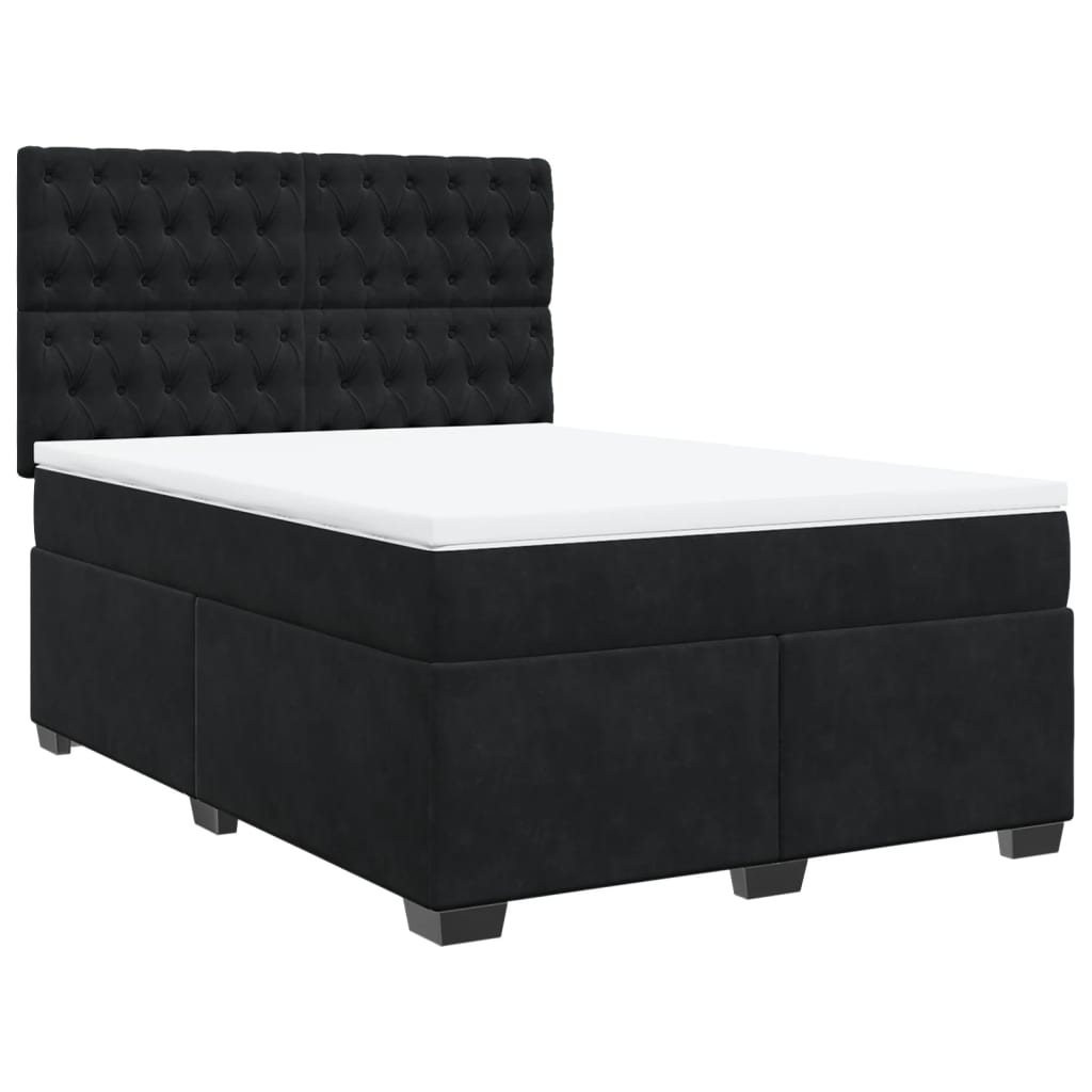 Boxspring met matras fluweel zwart 140x200 cm