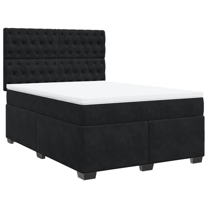 Boxspring met matras fluweel zwart 140x200 cm