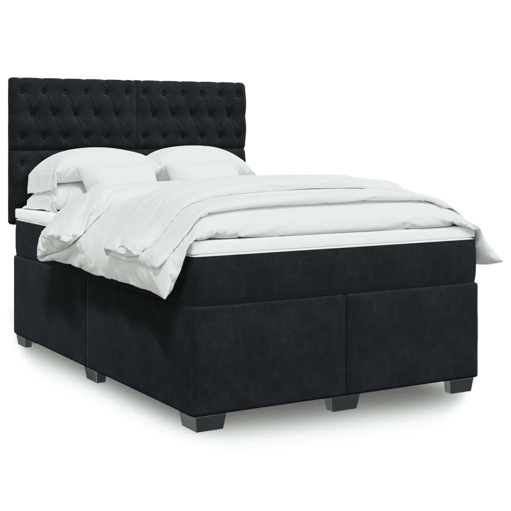 Boxspring met matras fluweel zwart 140x200 cm