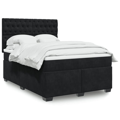 Boxspring met matras fluweel zwart 140x200 cm