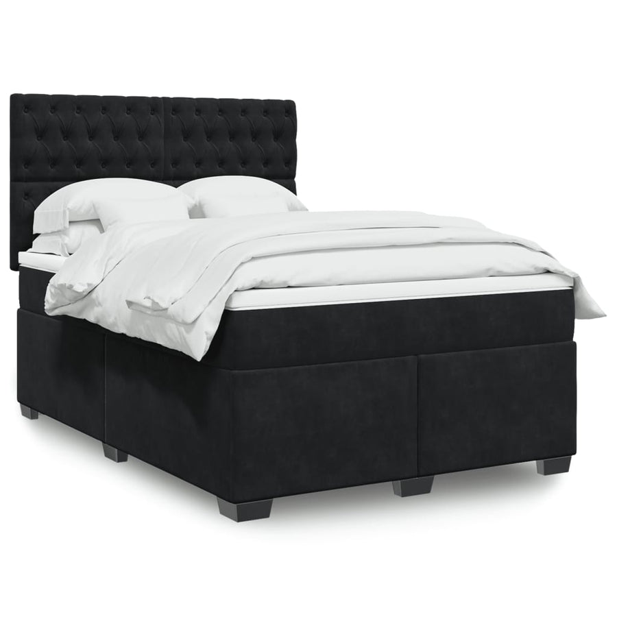 Boxspring met matras fluweel zwart 140x200 cm