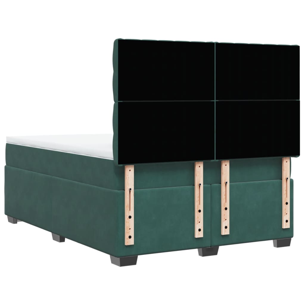 Boxspring met matras fluweel donkergroen 140x200 cm
