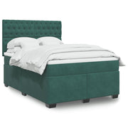 Box spring bed with velvet mattress dark green 140x200 cm