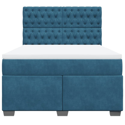 Boxspring met matras fluweel blauw 140x200 cm