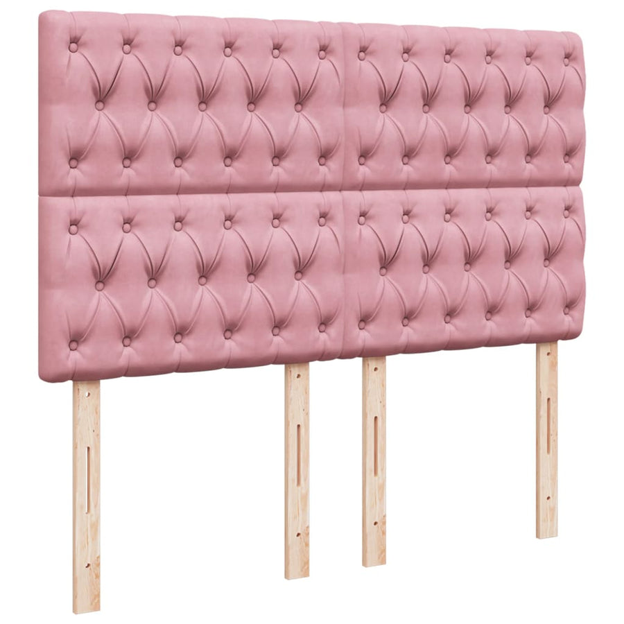 Boxspring met matras fluweel roze 140x200 cm