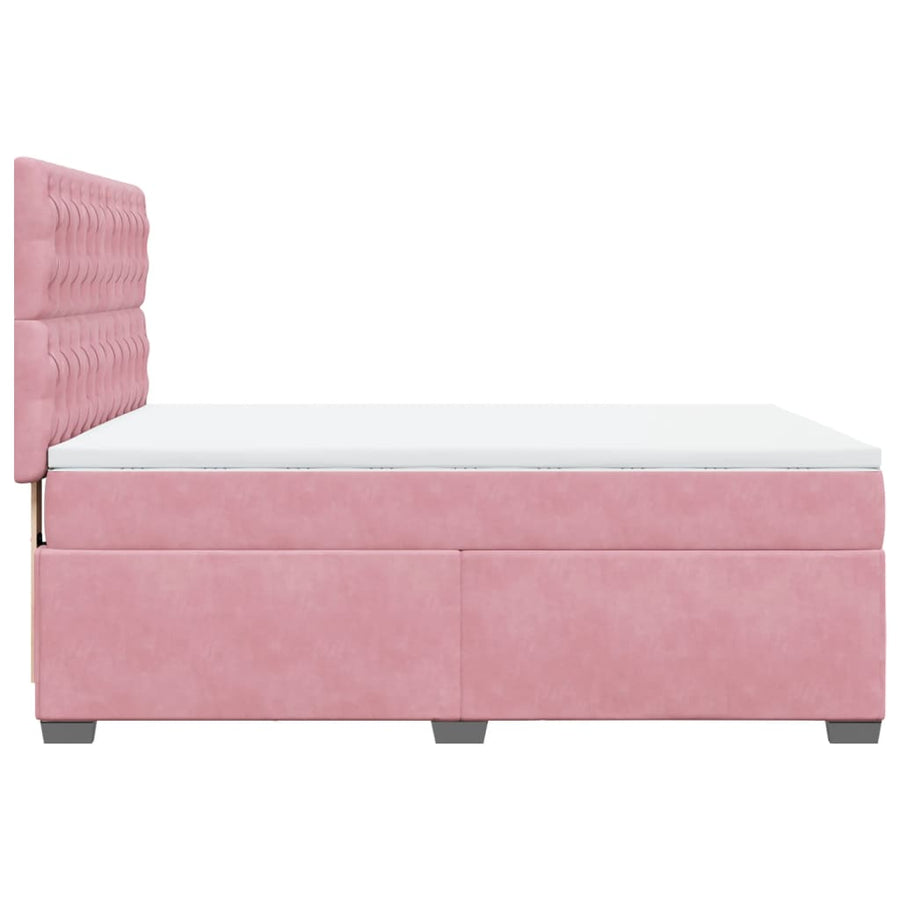 Boxspring met matras fluweel roze 140x200 cm