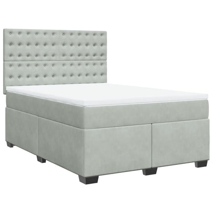 Boxspring met matras fluweel lichtgrijs 140x200 cm