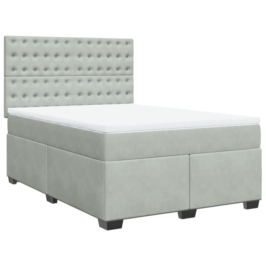 Boxspring met matras fluweel lichtgrijs 140x200 cm