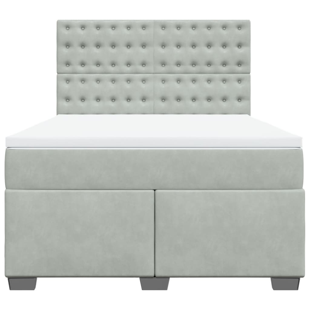 Boxspring met matras fluweel lichtgrijs 140x200 cm