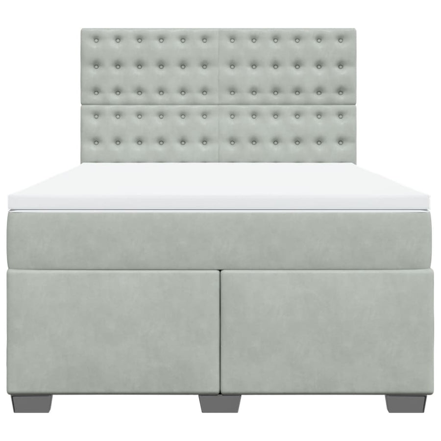 Boxspring met matras fluweel lichtgrijs 140x200 cm