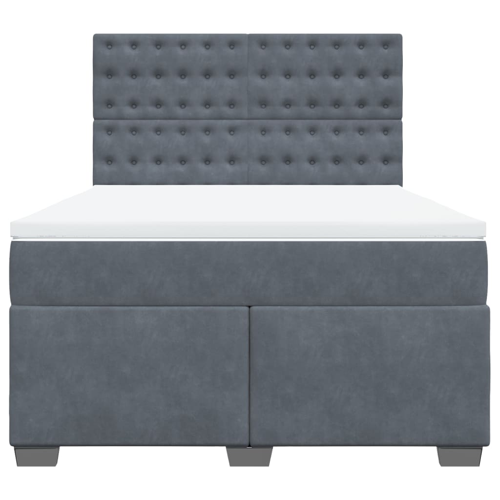 Boxspring met matras fluweel donkergrijs 140x200 cm