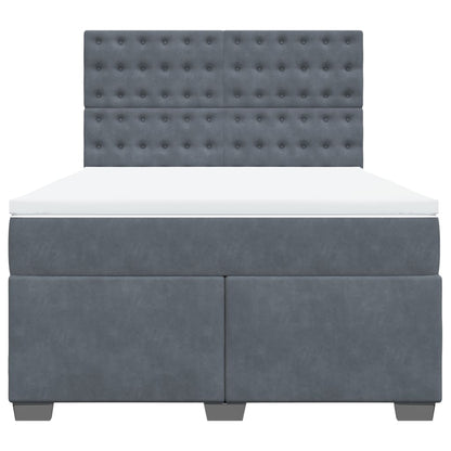 Boxspring met matras fluweel donkergrijs 140x200 cm