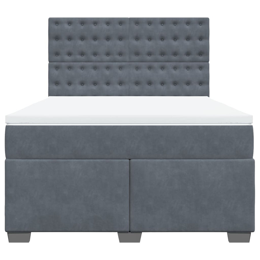 Boxspring met matras fluweel donkergrijs 140x200 cm